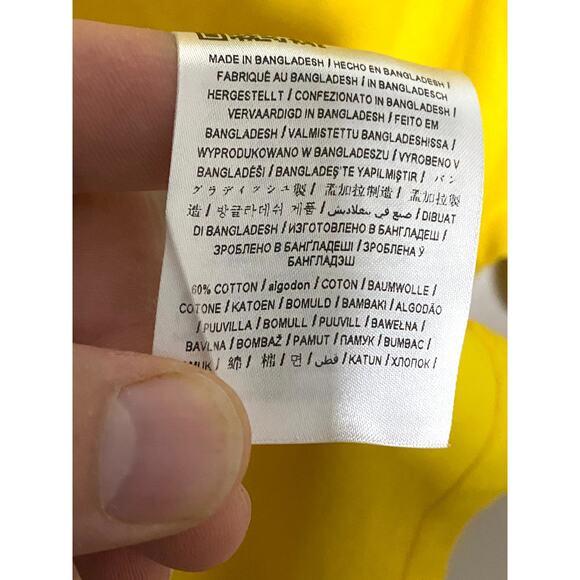 Guess Loss Angeles Yellow Hyatt Logo Question Mark Tape Tee Shirt Mens Medium M - Picture 7 of 7